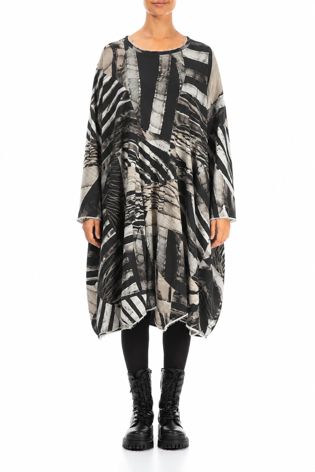Loose Flared Wild Ink Cotton Dress