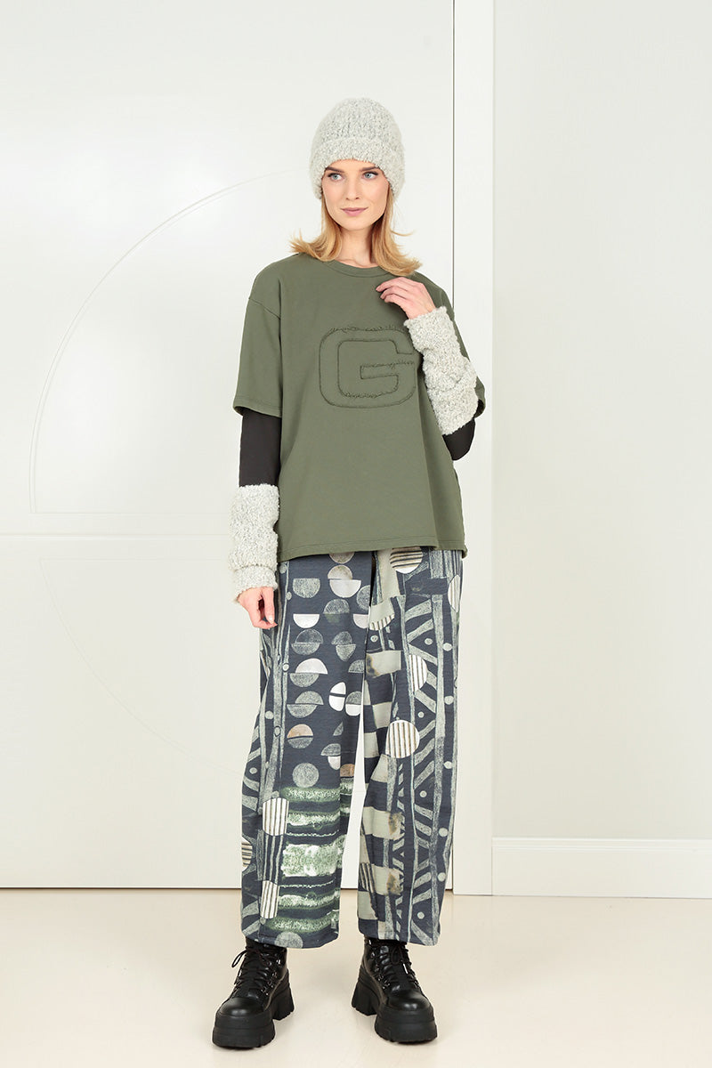 Lockere Bluse aus Waldnebel-Baumwolle