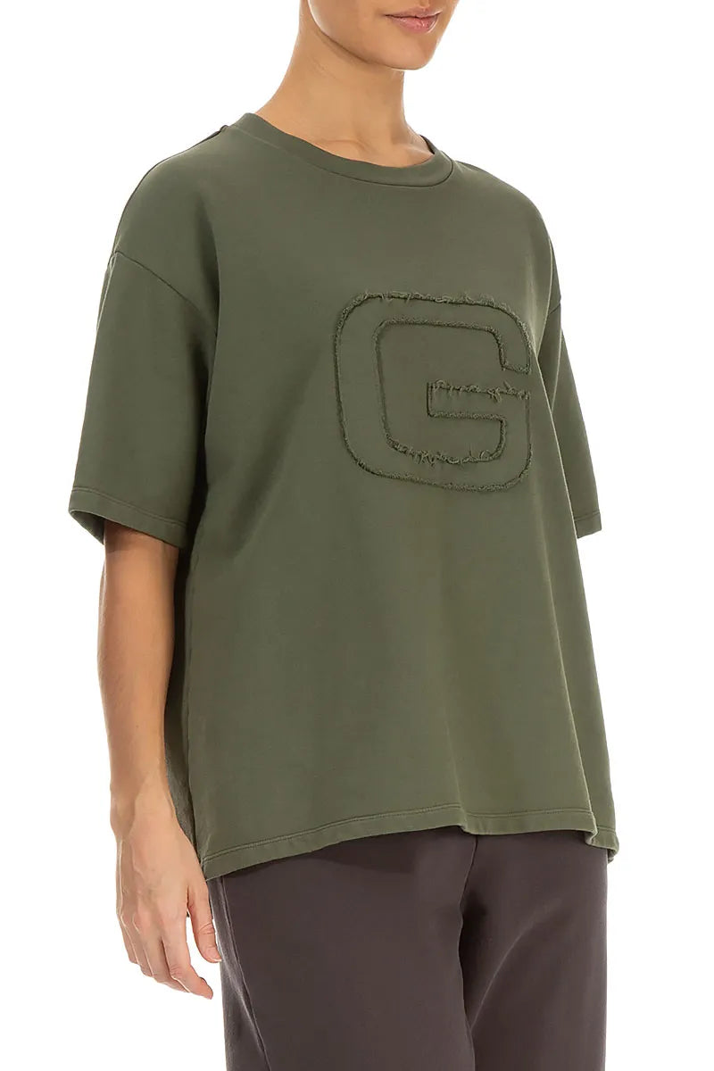 Lockere Bluse aus Waldnebel-Baumwolle