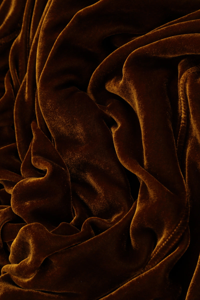Loose Golden Olive Silk Velvet Trousers 4