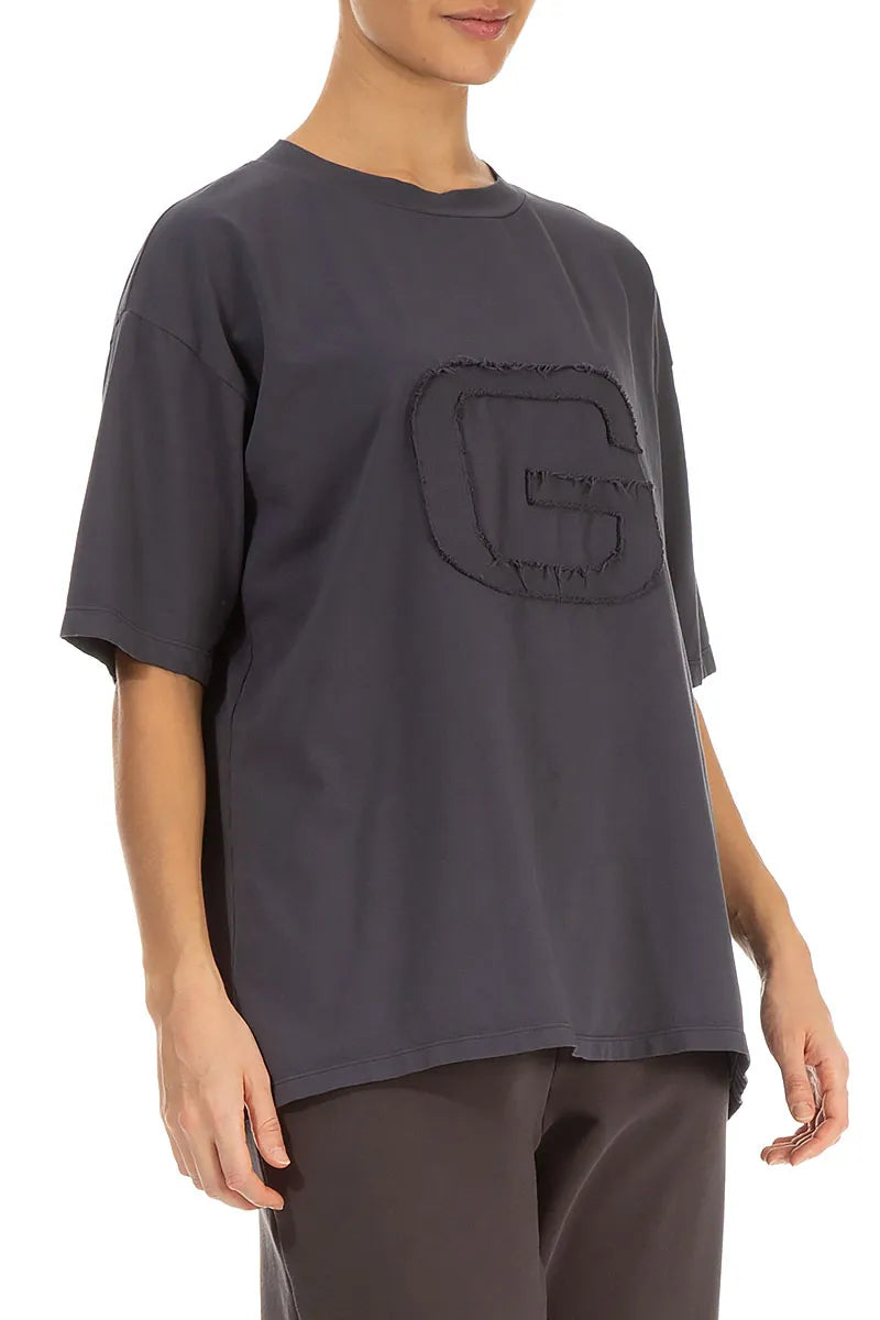 Lockere Graphit-Baumwollbluse