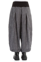 Loose Grey Check Linen Trousers 2