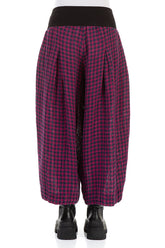 Loose Magenta Check Linen Trousers 2