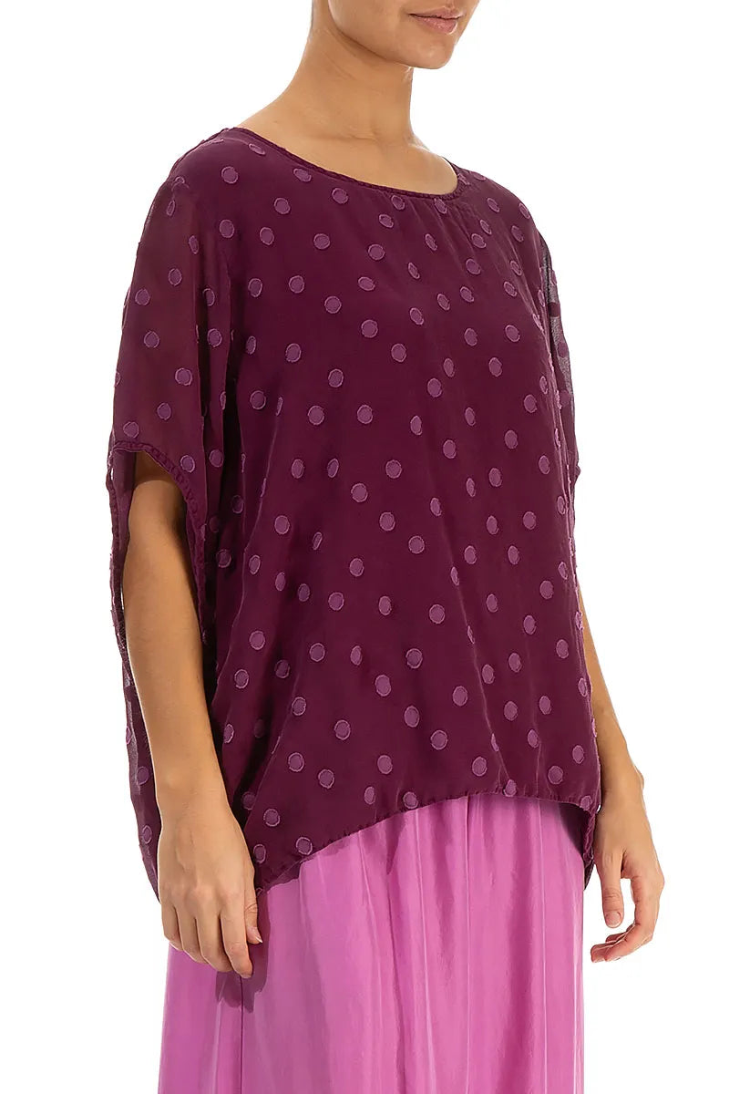 Loose Magenta Dotty Silk Blouse 3