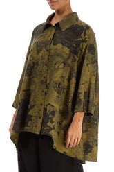 Loose Olive Alabaster Silk Cotton Shirt 3