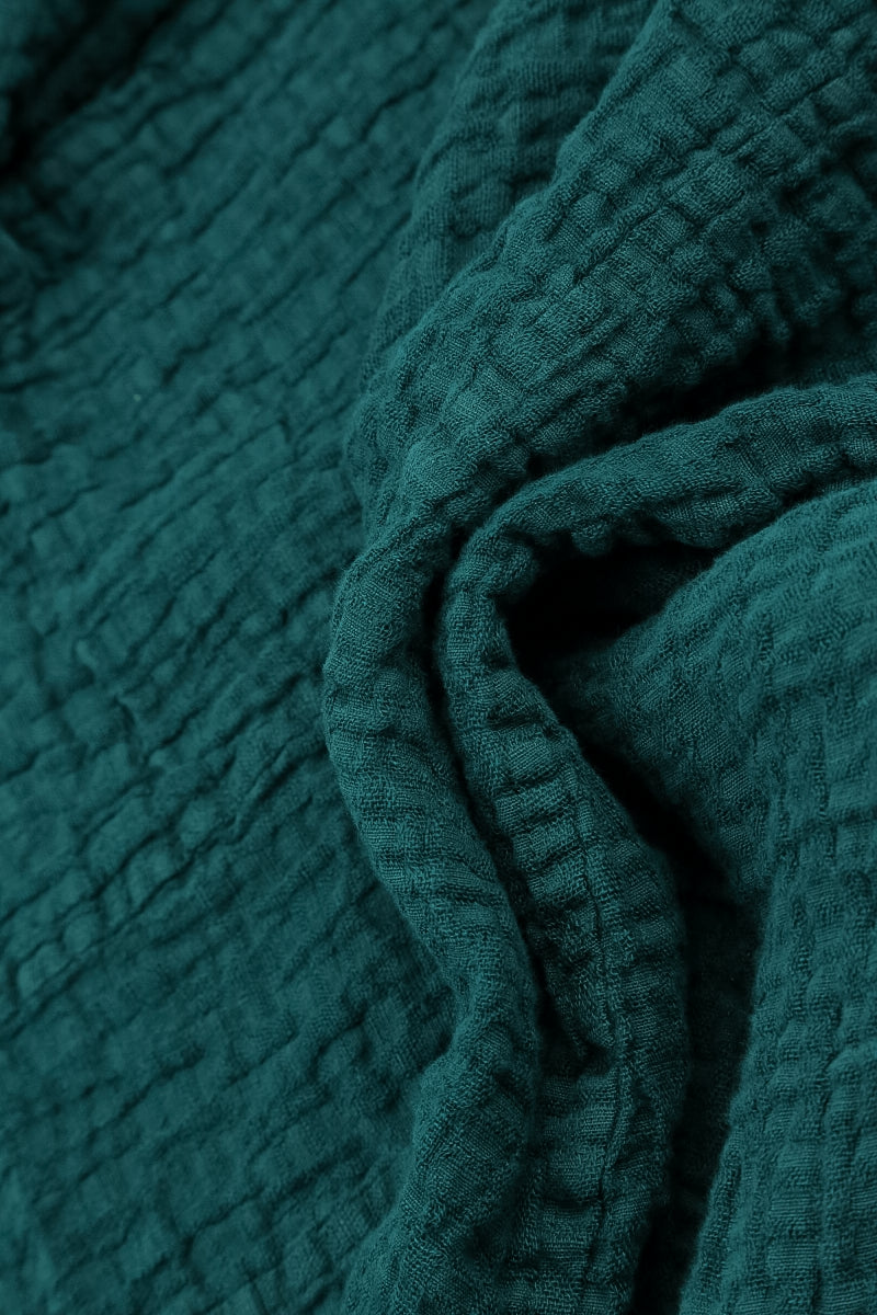 Loose Peacock Textured Linen Blouse 5
