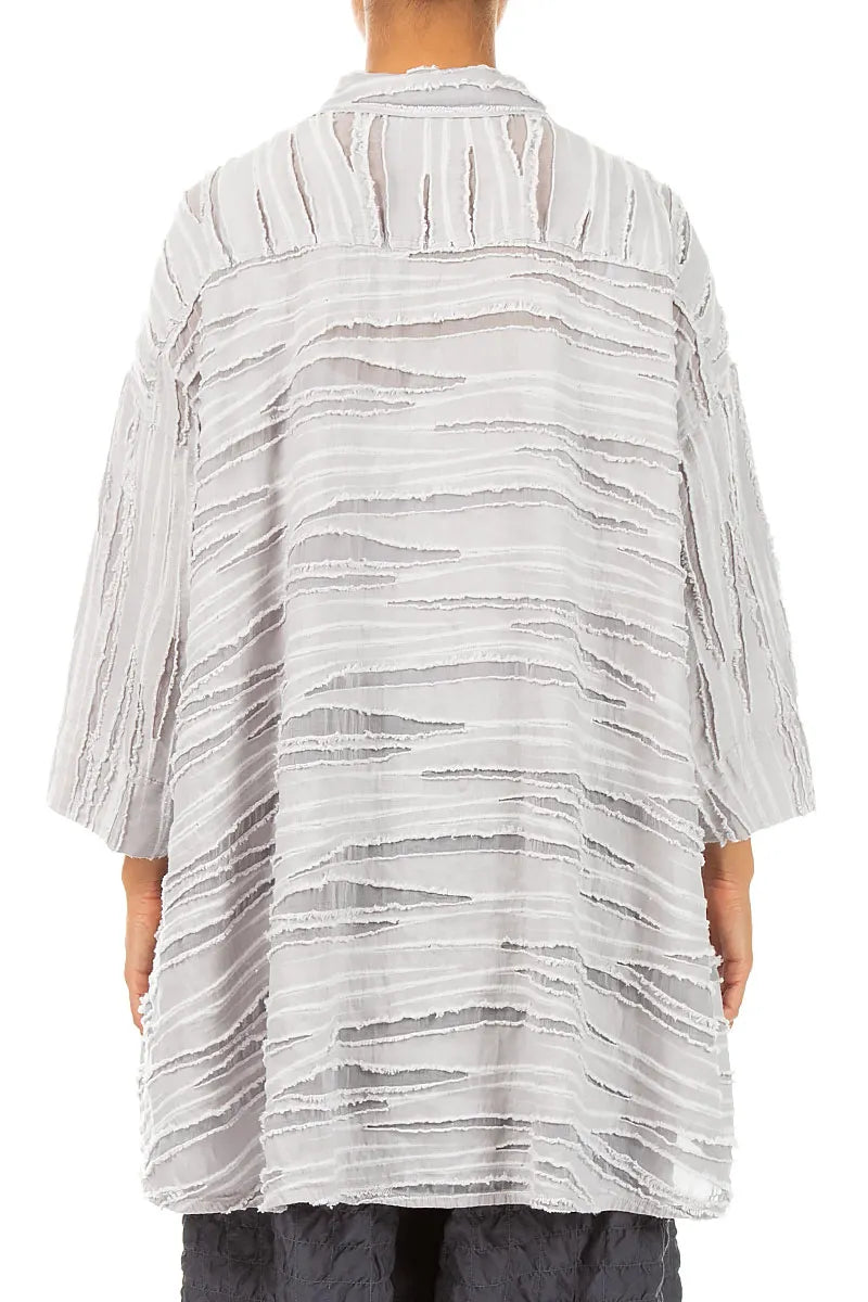 Loose Pearl Grey Fray Weave Shirt
