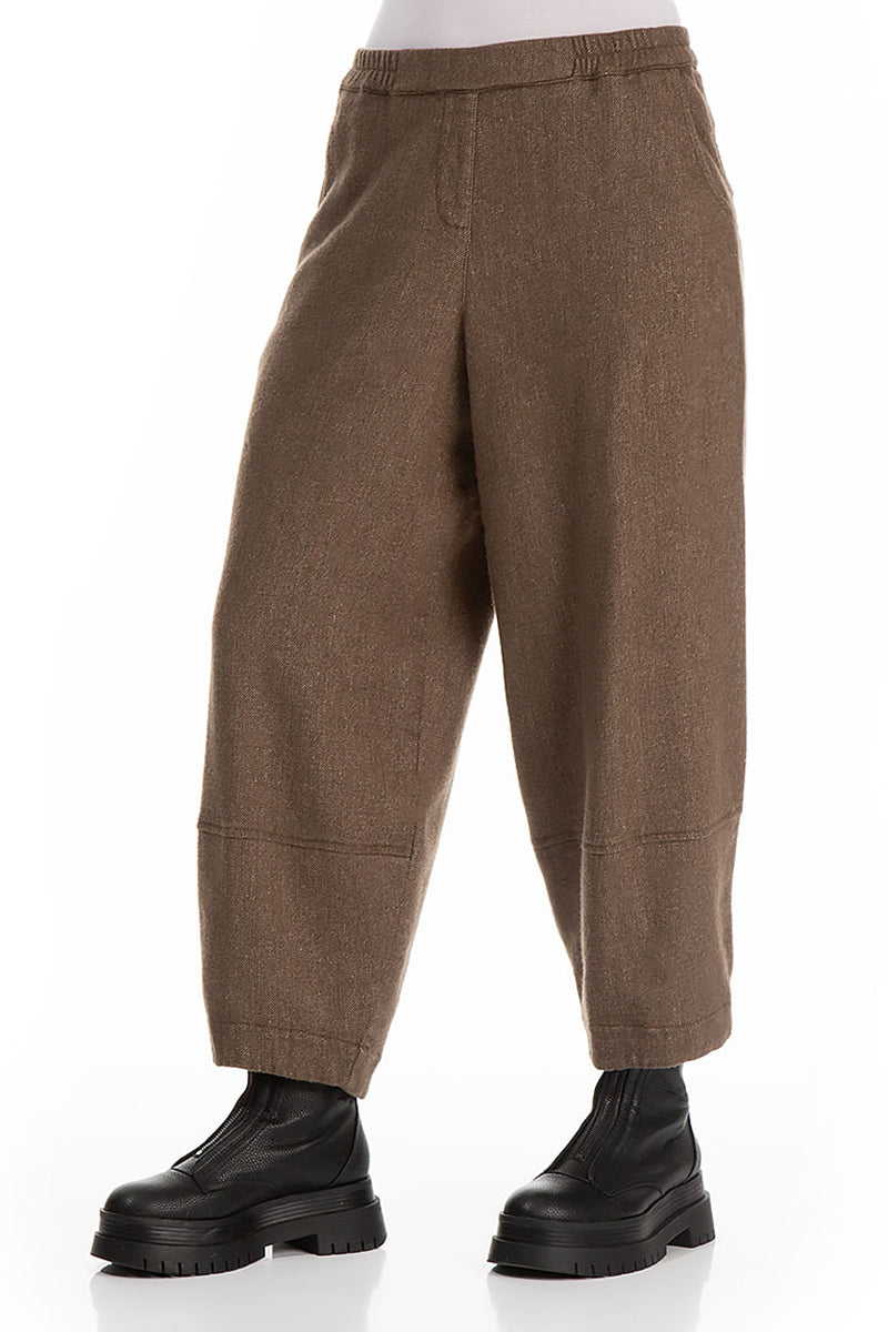 Loose Pepper Brown Wool Linen Trousers 3