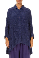 Loose Purple Crinkled Silk Shirt 1