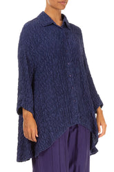 Loose Purple Crinkled Silk Shirt 3