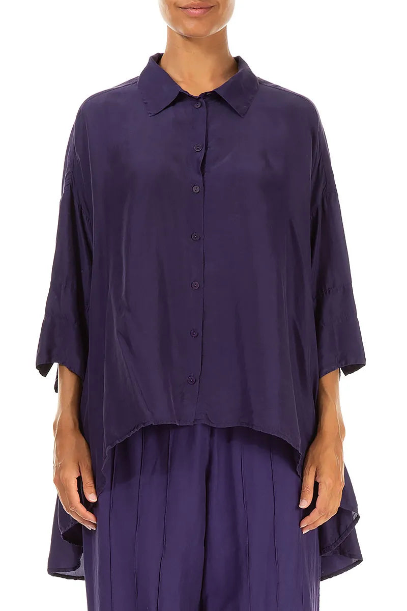 Loose Royal Purple Silk Bamboo Shirt 1