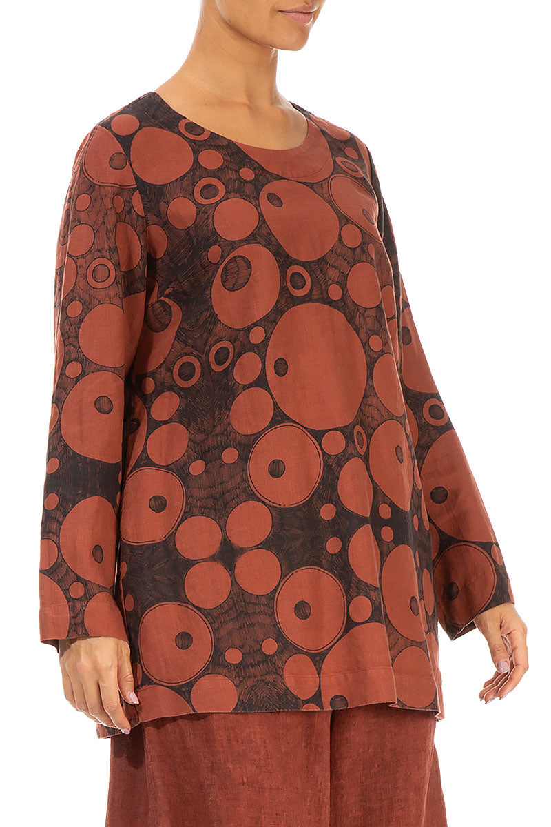 Loose Saffron Bubbles Linen Blouse 3