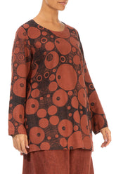 Loose Saffron Bubbles Linen Blouse 3