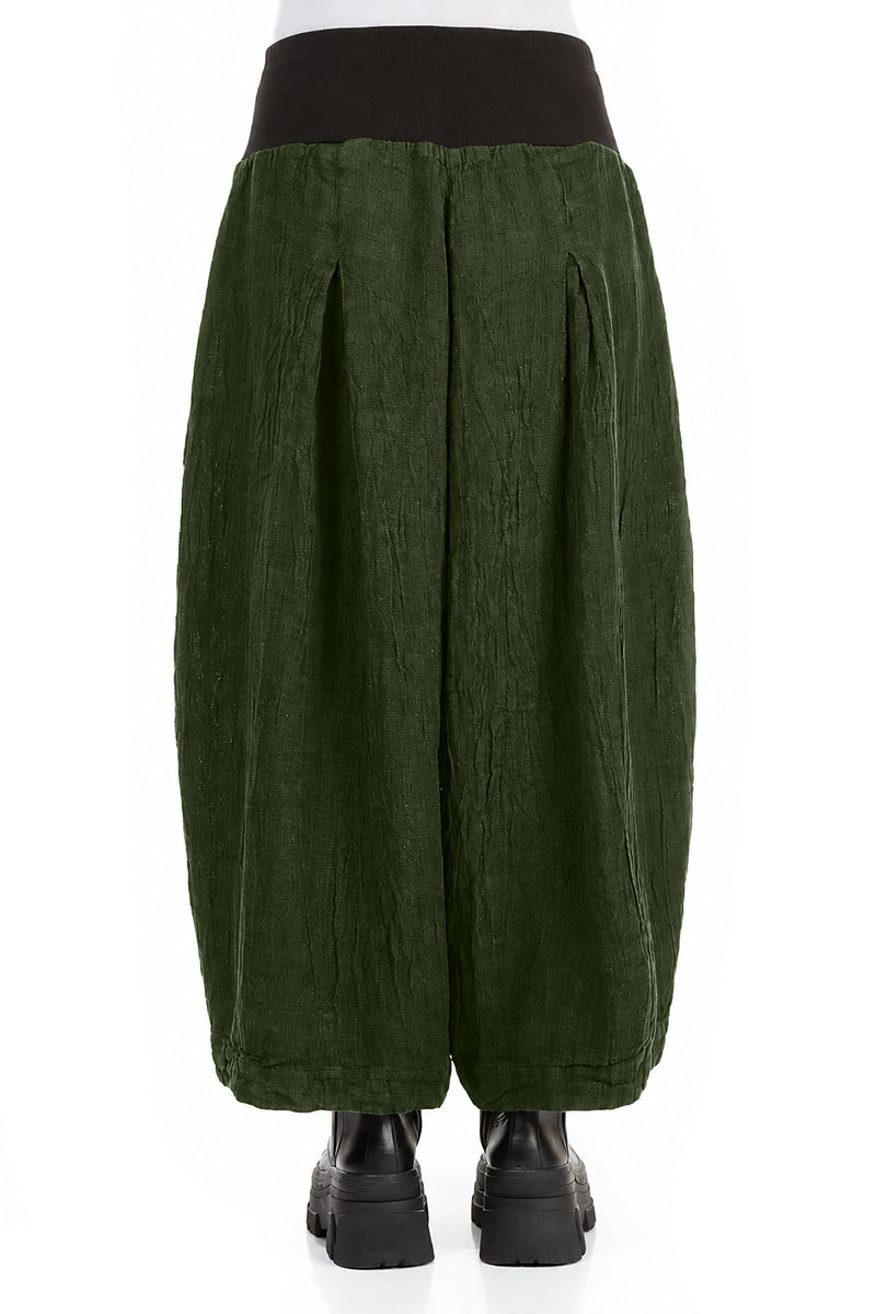 Loose Shamrock Green Mélange Linen Trousers