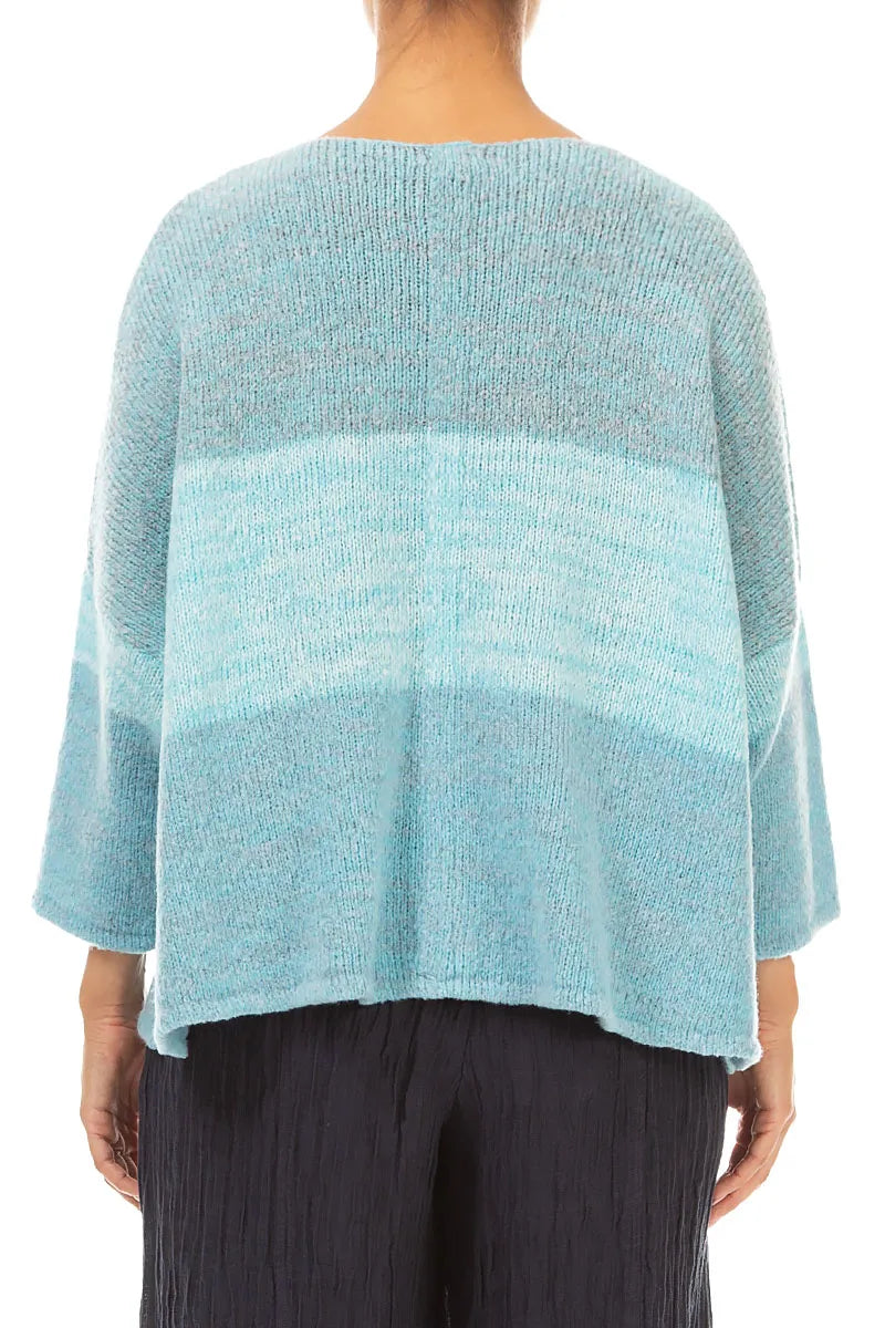 Loose Soft Turquoise Mélange Wool Cardigan 2