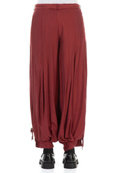 Loose Taper Burgundy Silk Bamboo Trousers 2