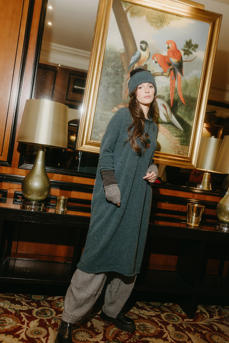 Loose Teal Wool Dress 6