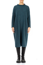 Loose Teal Knitted Wool Dress 2