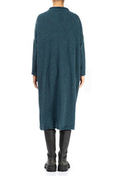 Loose Teal Knitted Wool Dress 3
