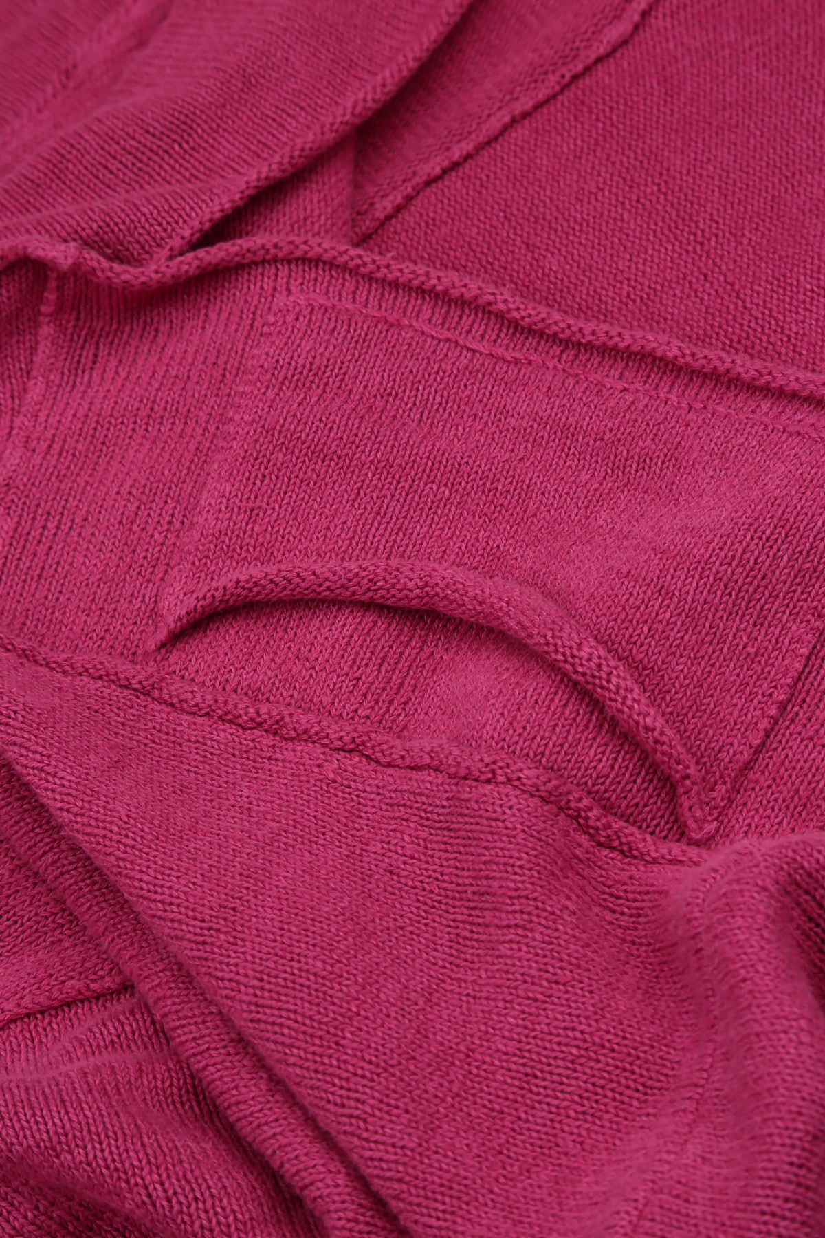 Loose Two Pockets Fuchsia Linen Cardigan