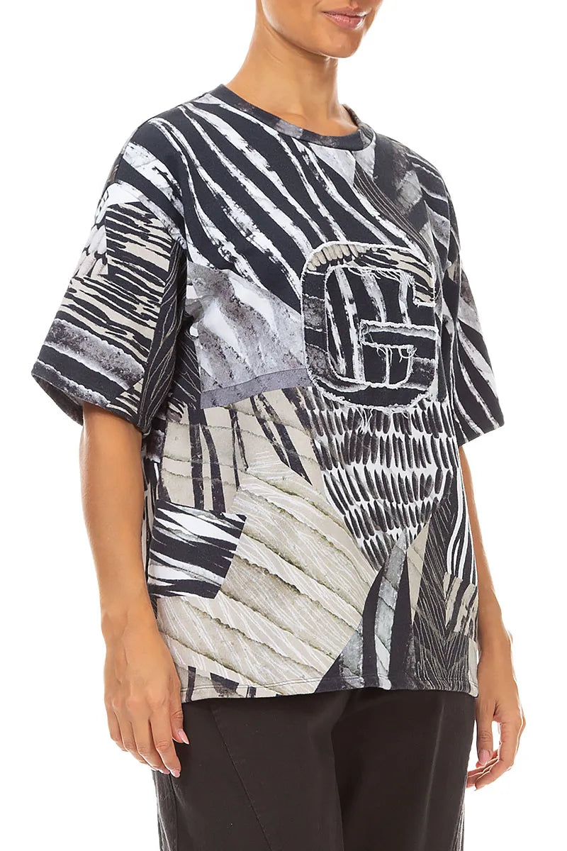 Loose Wild Ink French Terry Cotton Blouse