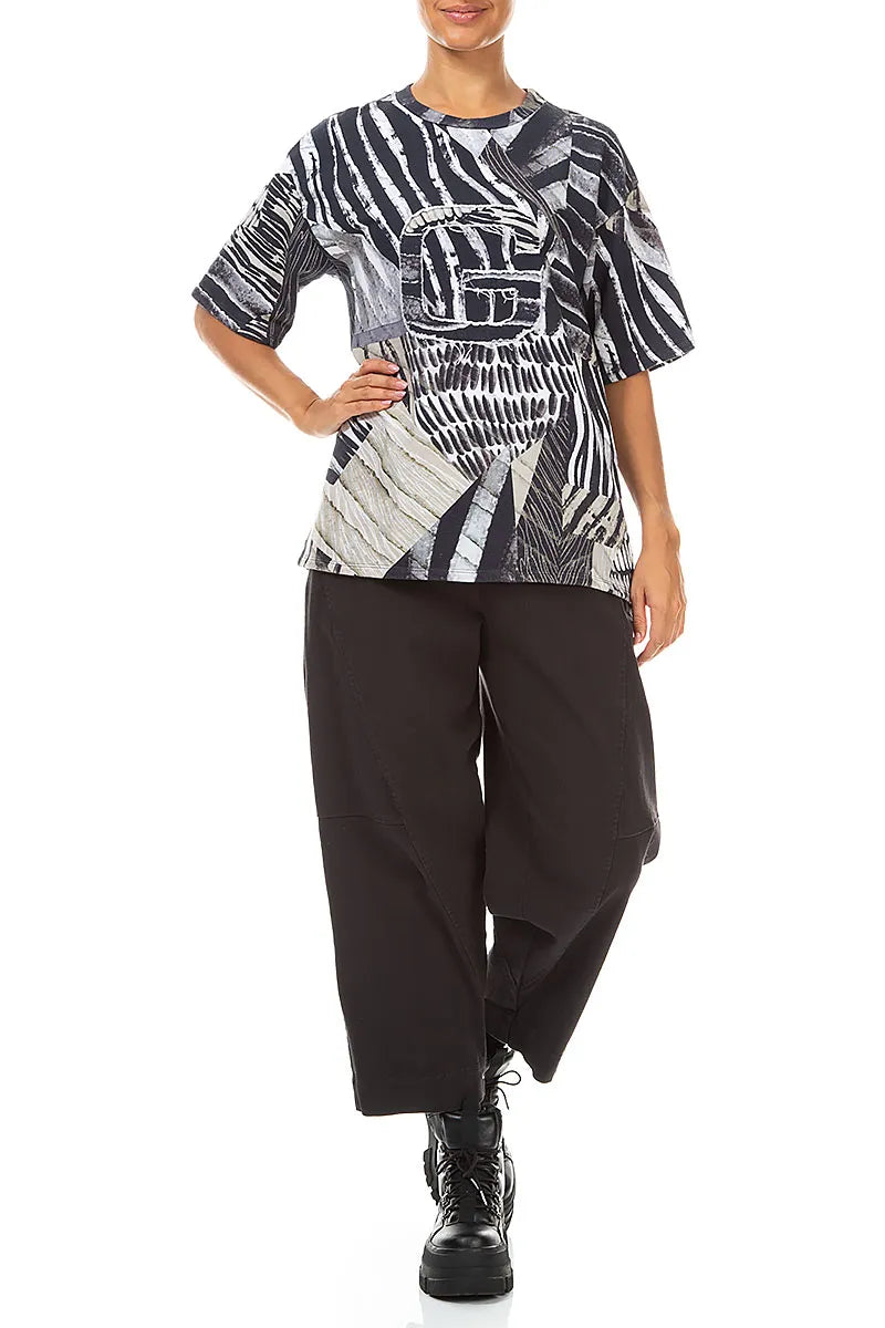 Loose Wild Ink French Terry Cotton Blouse