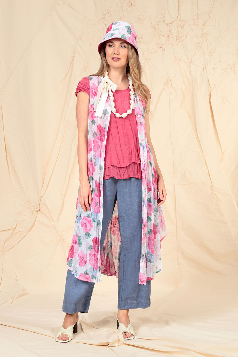 Peony Blossom Reversible Linen Bucket Hat 4