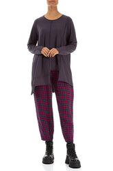 Magenta Check Linen Pencil Trousers 4
