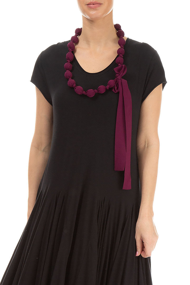 Magenta Silk Bamboo Bead Necklace 3