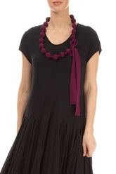 Magenta Silk Bamboo Bead Necklace 3