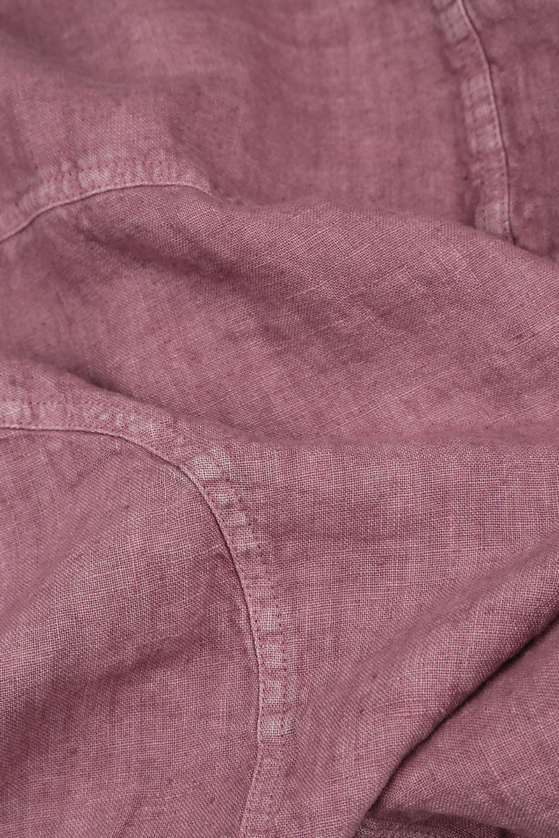 Mauve Taupe Off-Dye Linen Bomber Jacket 5