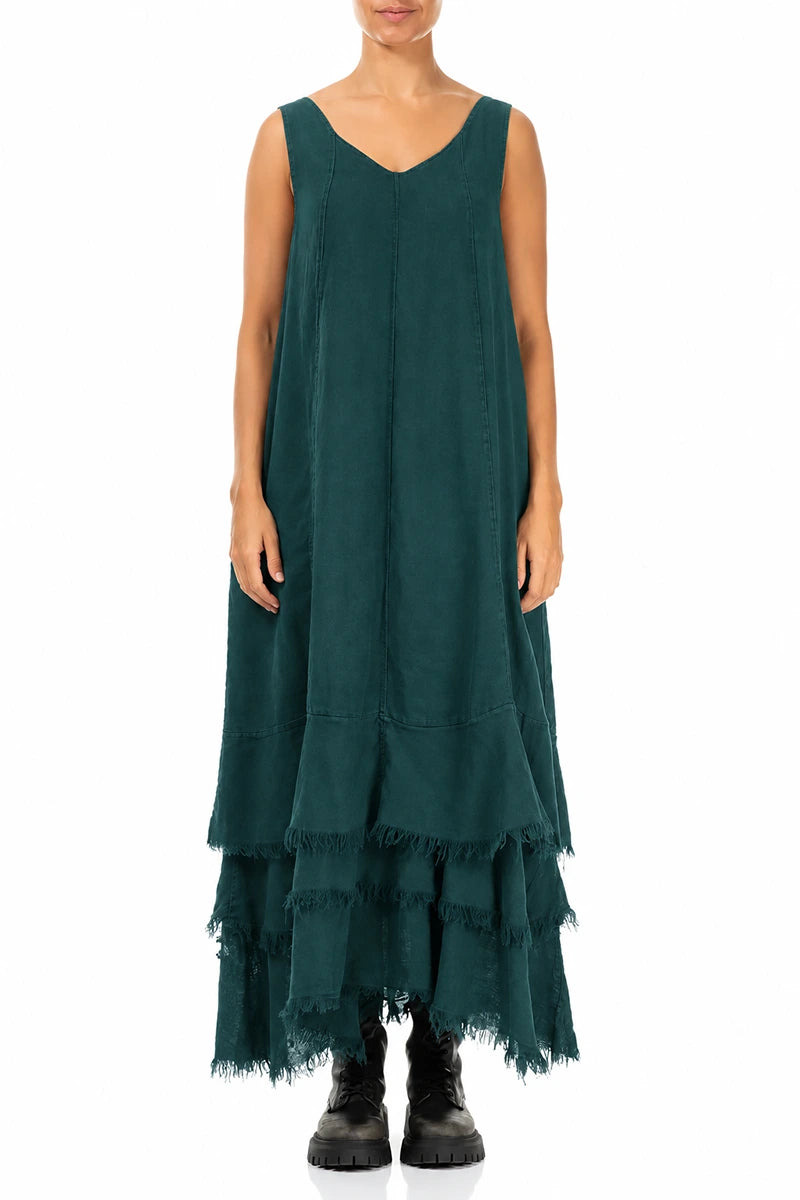 Maxi Deep Turquoise Gauze Linen Dress
