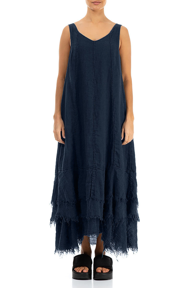 Maxi Navy Gauze Linen Dress