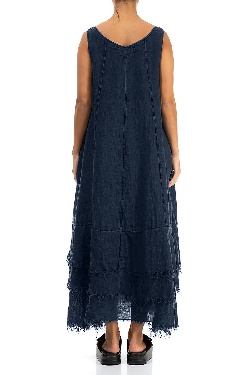 Maxi Navy Gauze Linen Dress
