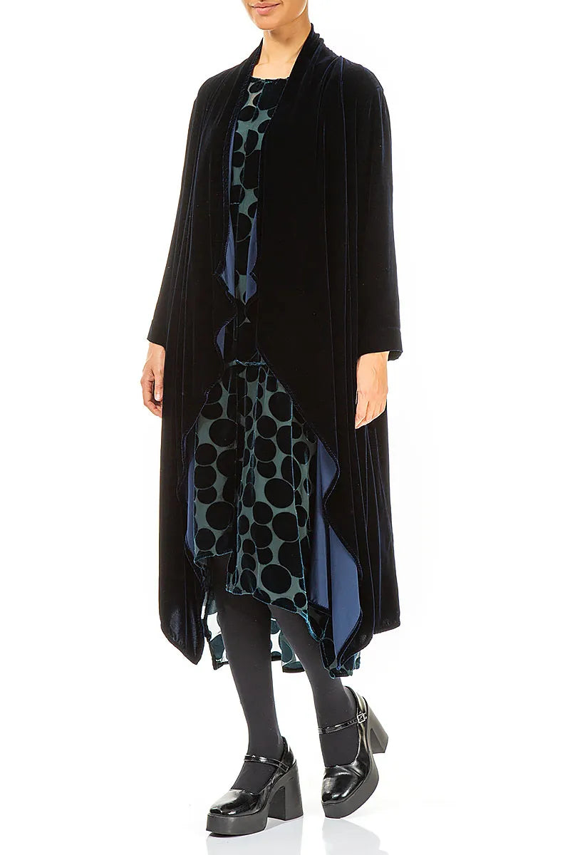 Maxi-Jacke aus königsblauem Seidensamt