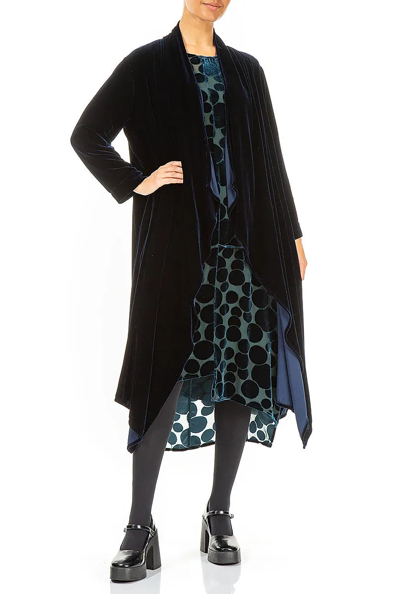 Maxi-Jacke aus königsblauem Seidensamt