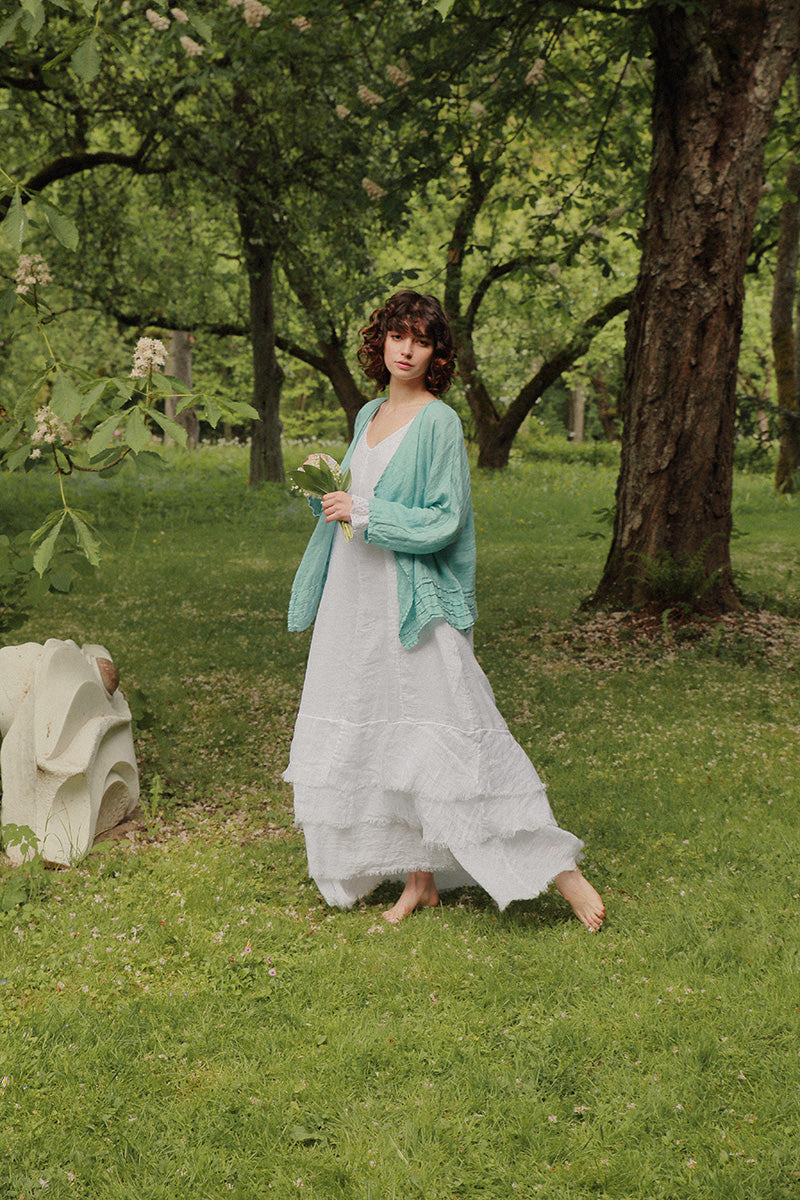 Maxi Pure White Gauze Linen Dress 6