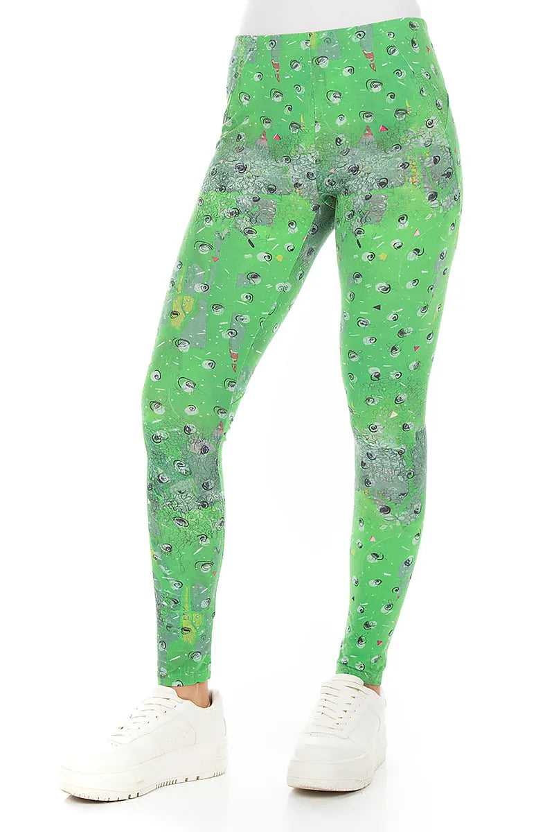 Leggings aus Baumwolle mit Wiese