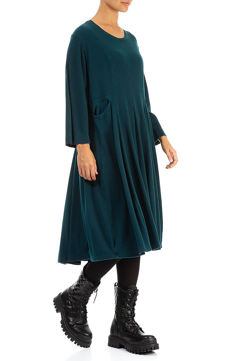 Midi Teal Cotton Dress 3