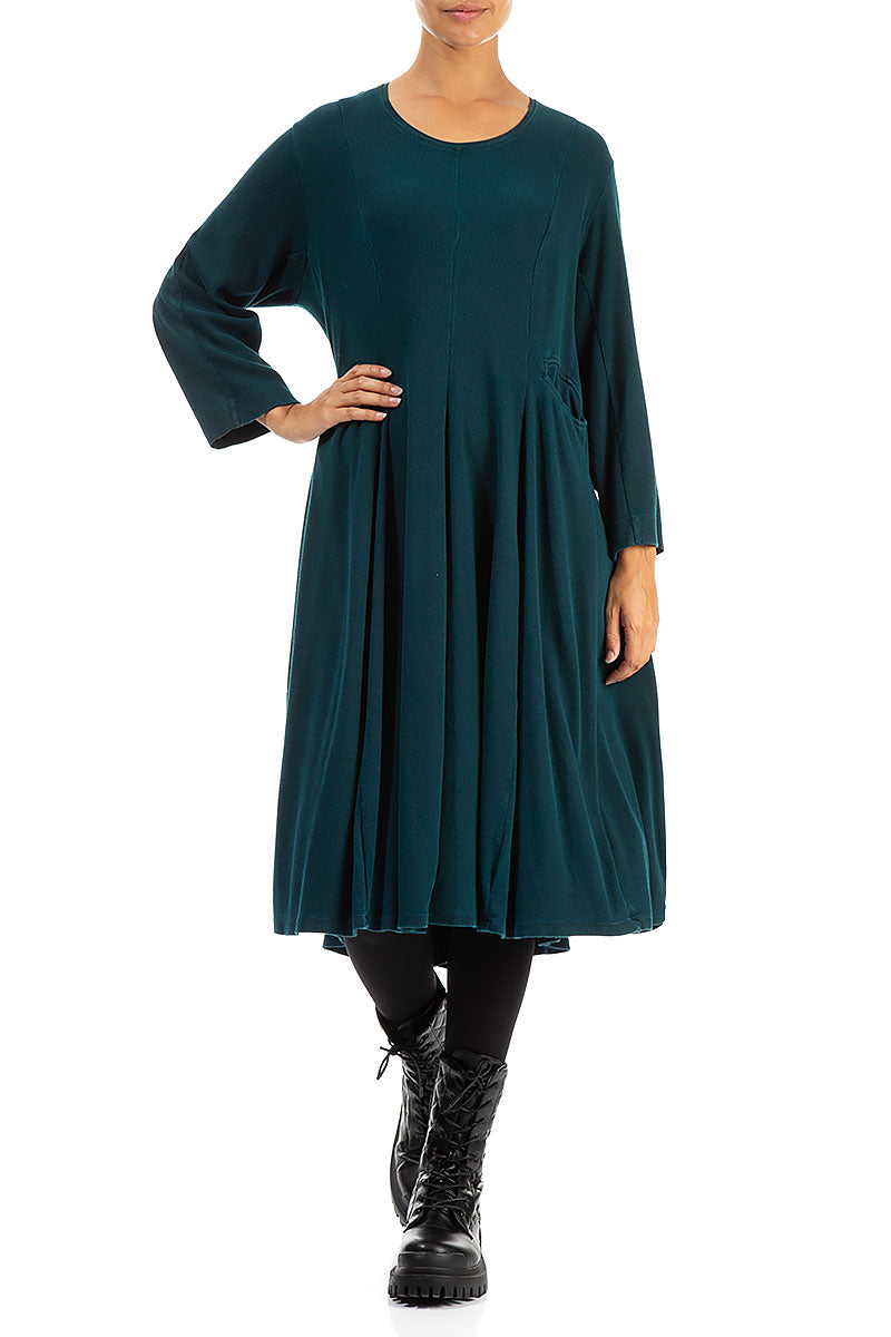 Midi Teal Cotton Dress 4