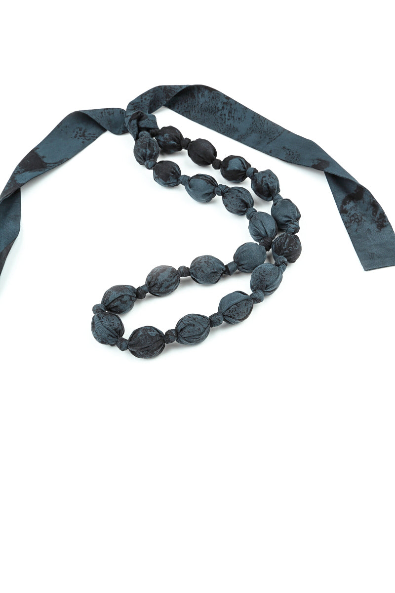 Midnight Blue Alabaster Silk Cotton Bead Necklace 5