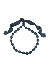 Midnight Blue Silk Bamboo Bead Necklace 7