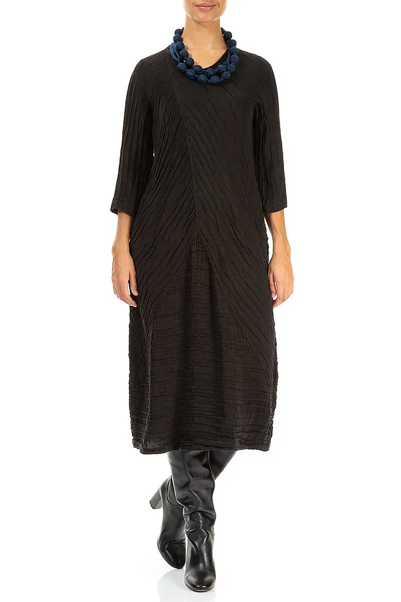 Collier de perles de bambou en soie bleu nuit