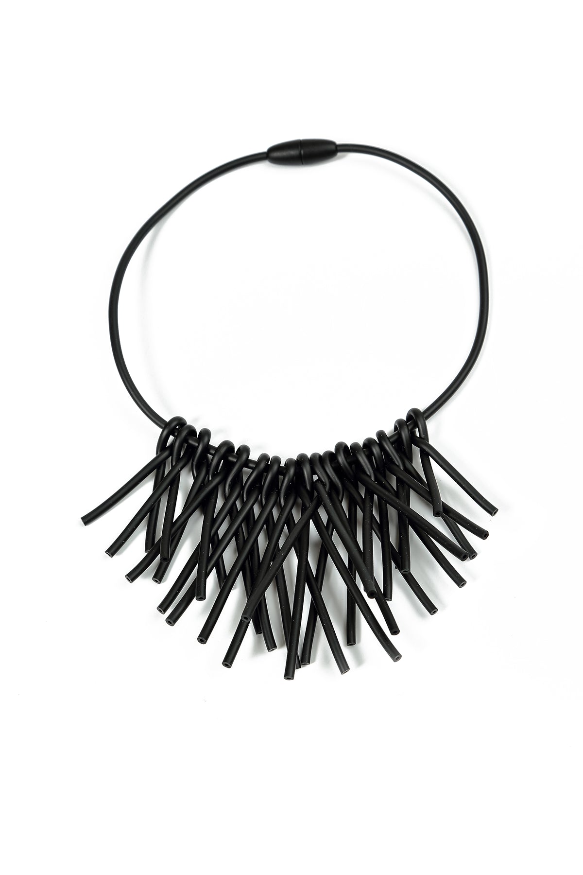 Midnight Cluster Black Rubber Necklace