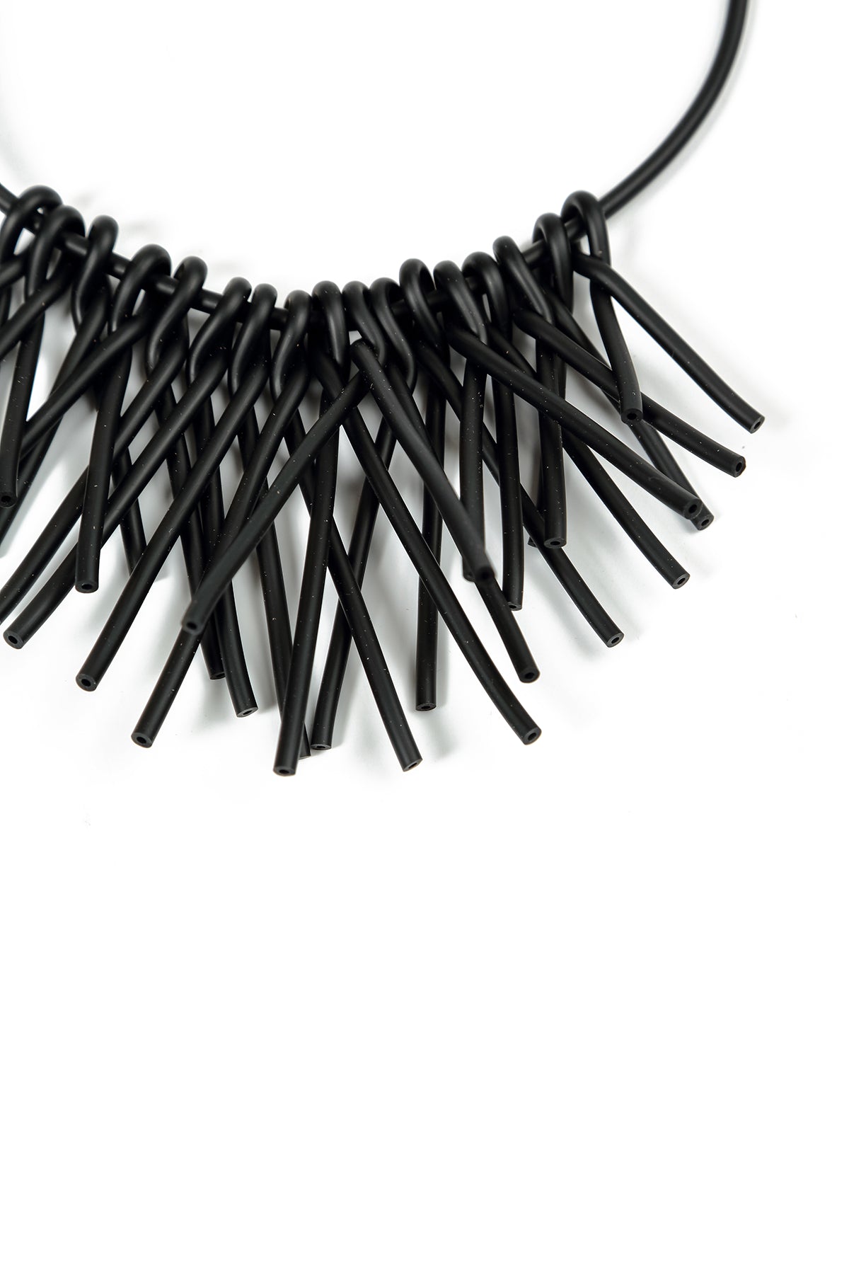 Midnight Cluster Black Rubber Necklace