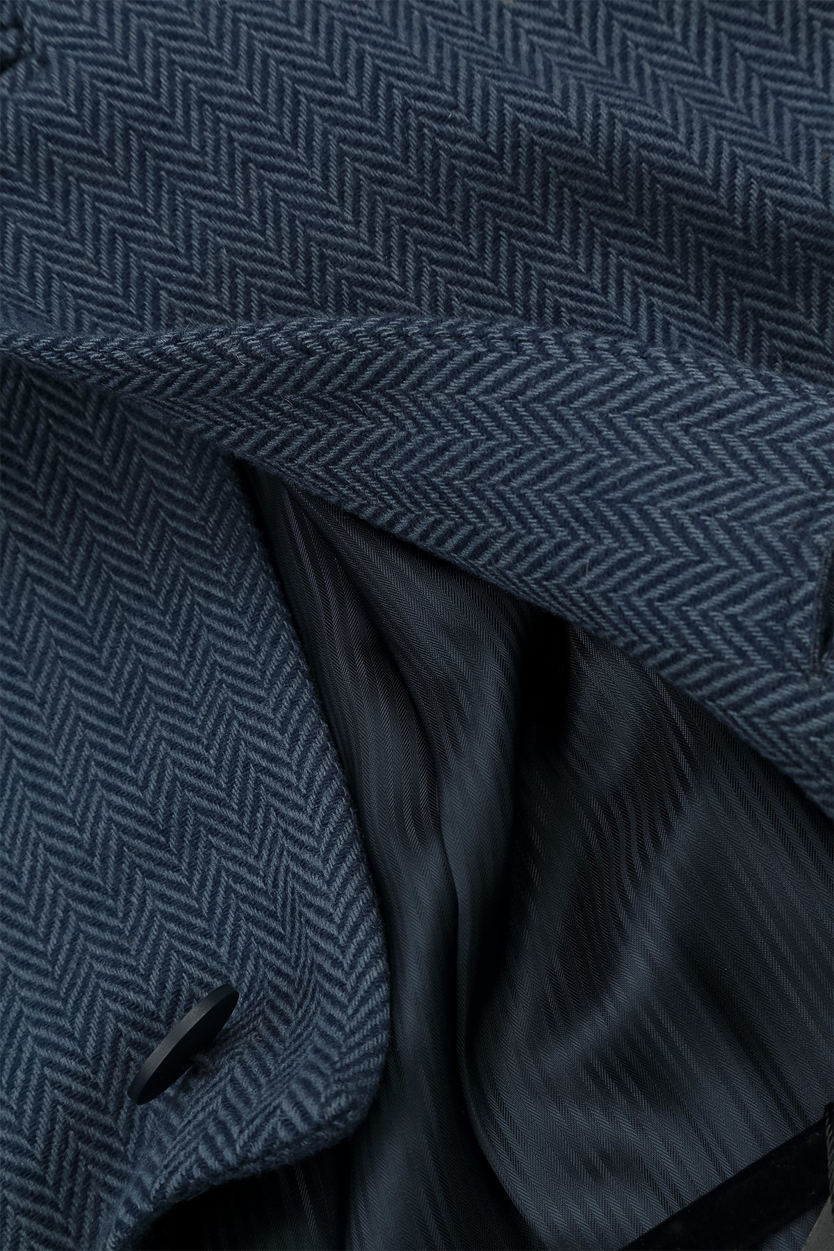 Minimalist Blue Herringbone Wool Coat