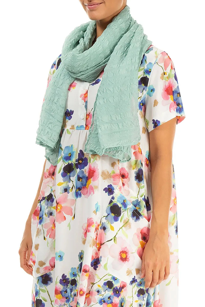 Mint Light Textured Silk Scarf 3