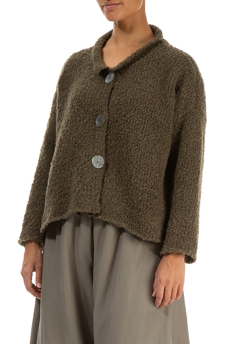 Moss Brown Alpaca Wool Cardigan 3