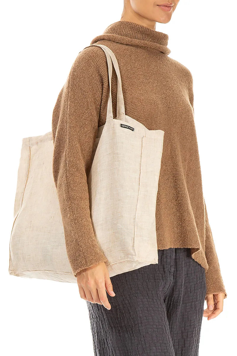 Tragetasche aus naturfarbenem Leinenmeliert