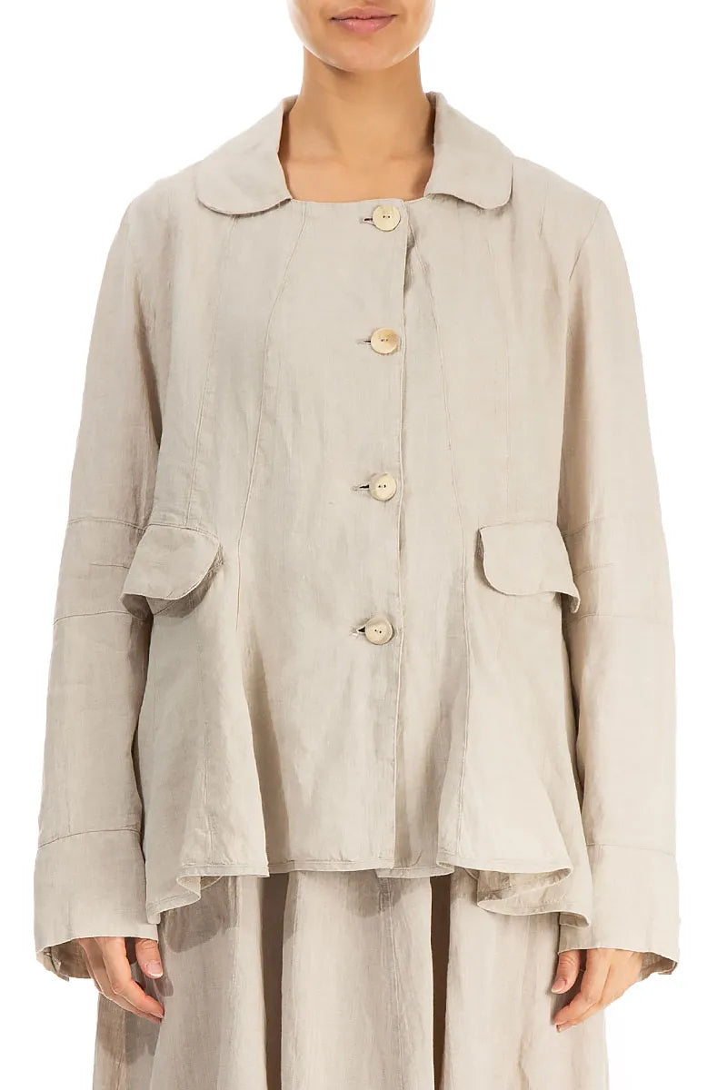 Natural Peplum Linen Jacket